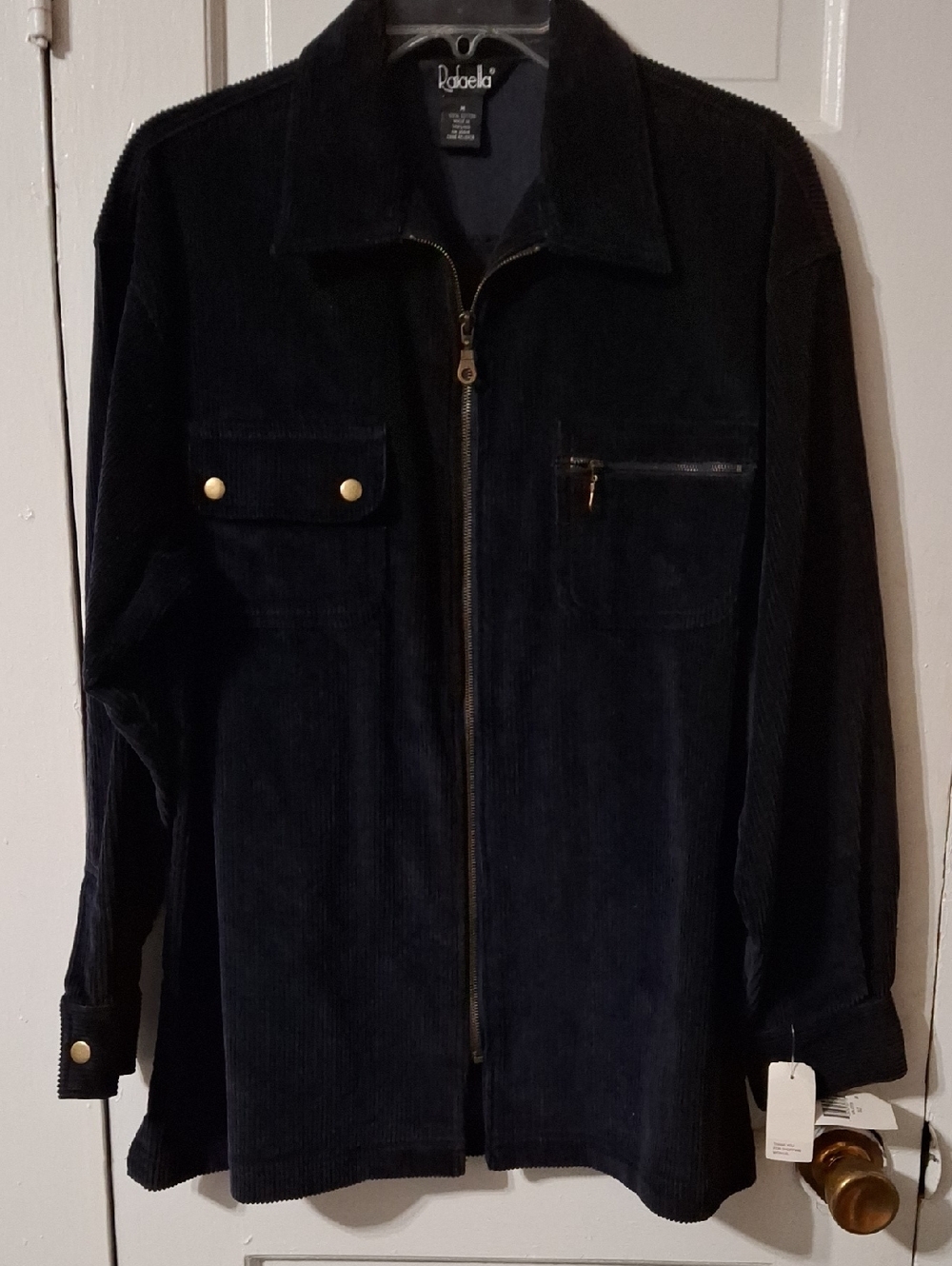 Rafaella Men's Navy Corduroy Zip Jacket with Gold Hardware (Mis288)